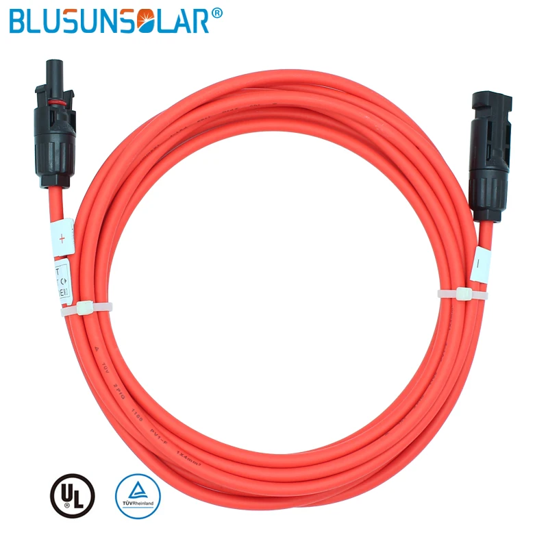 2 шт./компл. 4mm2/12AWG 4 метра, MC4 PV кабель-удлинитель для Панели солнечные с мужского и женского разъем черный + красный-LJ0166