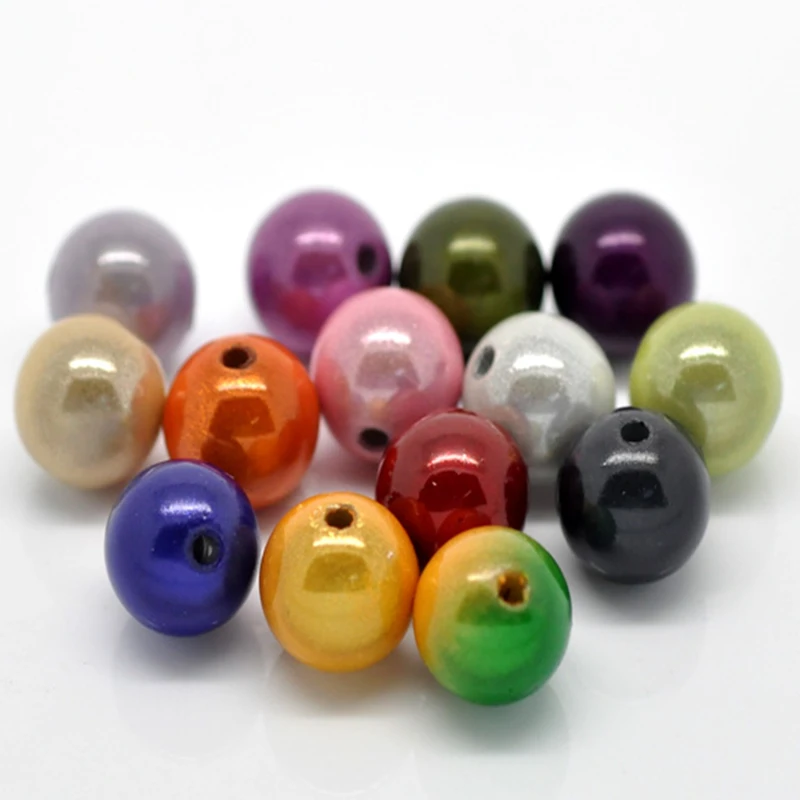 

DoreenBeads Acrylic Spacer Beads Round Mixed imitation Pearl Beads in Bead About 12mm( 4/8") Dia, Hole: Approx 2mm, 4 PCs