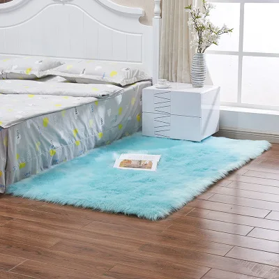 Пушистый однотонный ковер, плюшевый нескользящий коврик, розовые, синие коврики, домашние ковры, Прямоугольный Коврик для спальни, гостиной, детей, детей, alfombras - Цвет: Light Blue