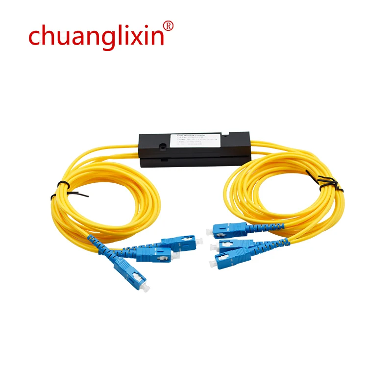 Chuanglixin SC UPC 1X2 PLC одномодовый волоконно-оптический разветвитель FTTH PLC SCAPC 1x2 PLC волоконно-оптический разветвитель FBT Оптическая муфта