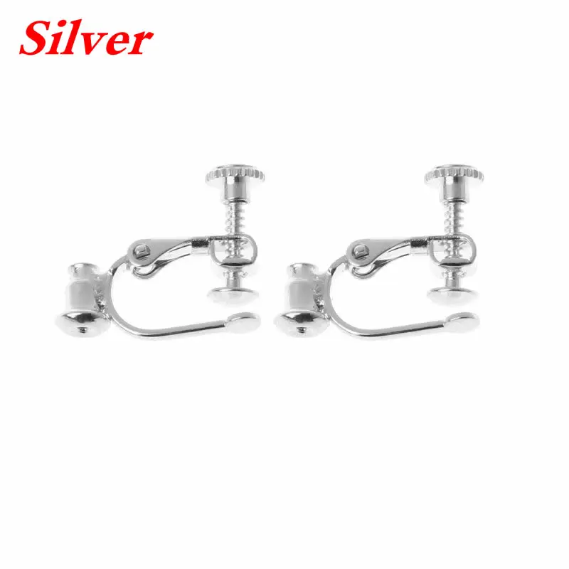 Silver Круглые серьги-клипсы, модные серьги-клипсы, 1 пара, сделай сам, Конвертеры для сережек без проколов, превращают любую шпильку в клипсы - Окраска металла: Silver