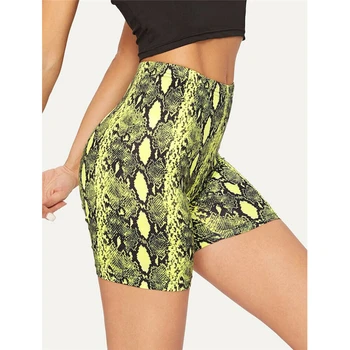 

Fashion Women Summer Shorts Snake Print High Waist Shorts Elastic Waist Short Trousers Women Trousers Pantalones Cortos Mujer