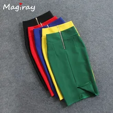 Magiray, высокая талия, эластичная юбка-карандаш, женские юбки футляр, лето, до колена, с разрезом сзади, для девушек, для офиса, Saia C571