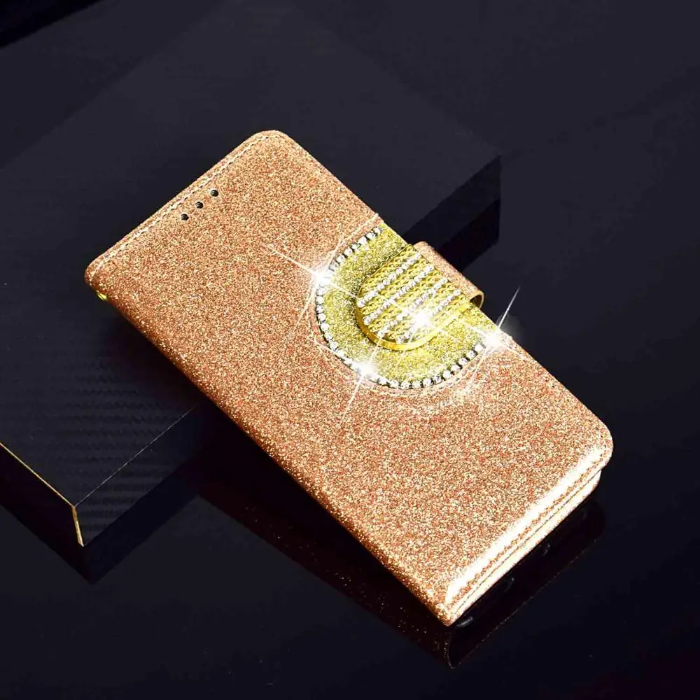 Зеркальный алмазный кошелек флип чехол для huawei P Смарт блестящая Блестящая Глянцевая искусственная кожа Магнитные слоты для карт чехол для huawei P Smart - Цвет: gold