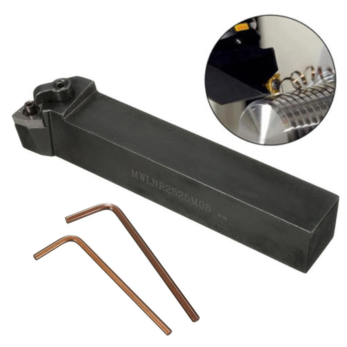 

1pc MWLNR2525M08 Index External Lathe Turning Tool Holder + 2pcs Wrenches For WNMG0804 Insert