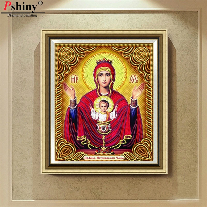 Pshiny 5d DIY картина вышитая бисером комплект религиозный с Девой Марией частичное