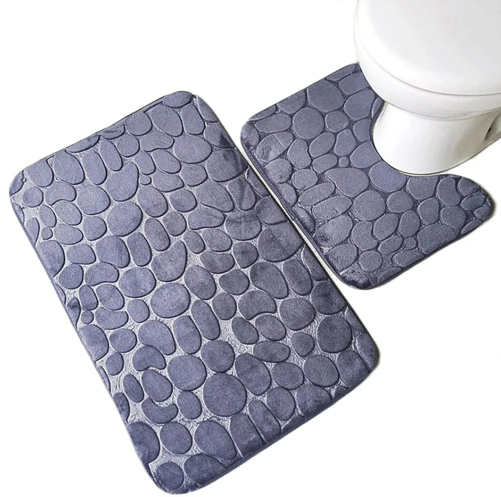 Buy 2PCS /Set Anti slip 3D Stone Bathroom Toilet Mat