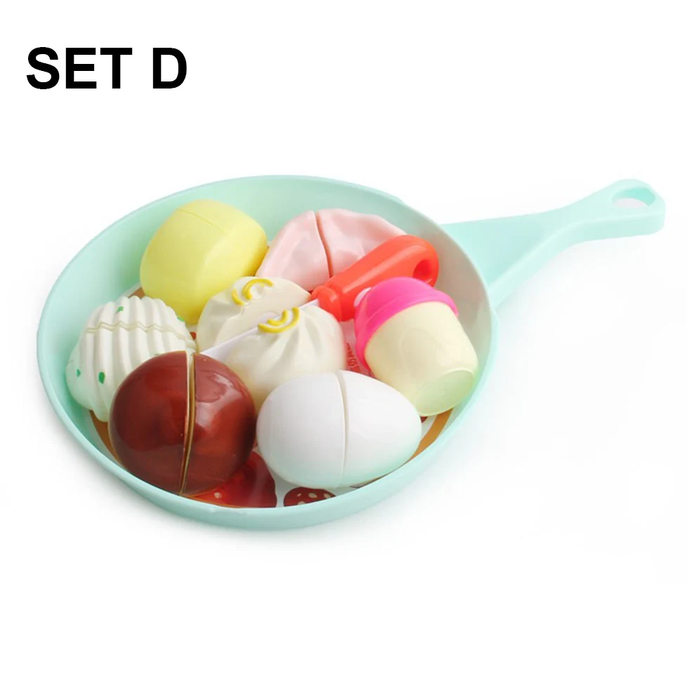 Игрушки для девочек, кухонный набор, миниатюрный пищевой набор для резки фруктов и овощей, детский игровой домик, искусственные продукты, игрушки для детей - Цвет: Set D Dimsum 9pcs