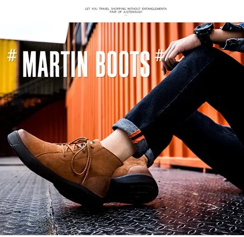 Ботильоны Для мужчин сапоги martins из натуральной кожи мужские мотоботы на шнуровке сапоги мужские короткие высокого верха обуви Для мужчин обувь