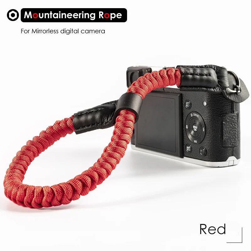 Альпинистская нейлоновая веревка для камеры ремешок на запястье ремень для беззеркальной цифровой камеры Leica Canon Nikon Olympus Pentax sony - Цвет: Red