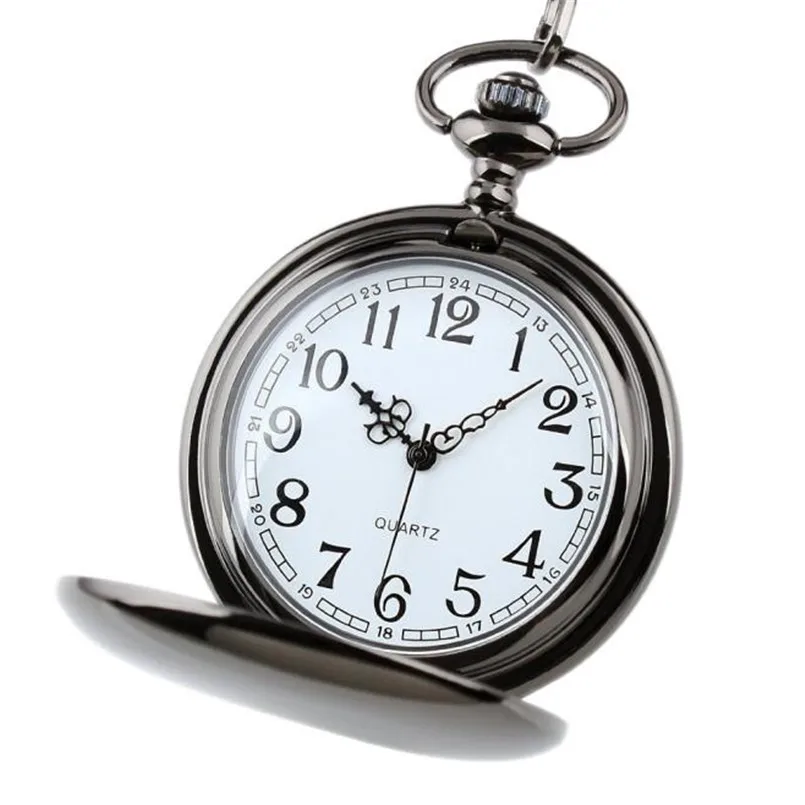 

Top Brand Smooth Stainless Steel Case Strap White Dial Arabic Numbers Modern Pocket Watch Pendant Necklace Clcok Montre Reloj
