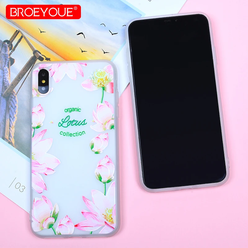 

For i Phone XS Max 3D Relief Pink Lotus Floral Pattern Case Soft TPU Silicone Transparent Thin Phone Cover For iPhone XS Max