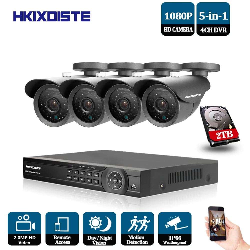 

4CH CCTV Camera System 1080P HDMI DVR 4PCS 2.0 MP IR Outdoor Security Camera 3000TVL Camera Surveillance System 1080P ahd dvr