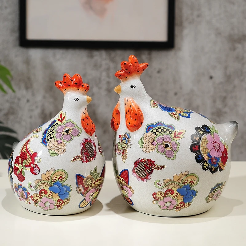 

High Qualtiy Garden Ceramic Chicken Ornaments Crafts Lucky Livingroom Big Rooster Store Office Mascot Home Furnishing Decoration