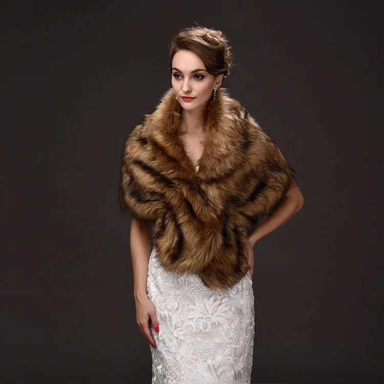 Оптовая продажа 2016 высокое качество коричневый шерстяные шали теплые женские зимние Искусственный мех шаль