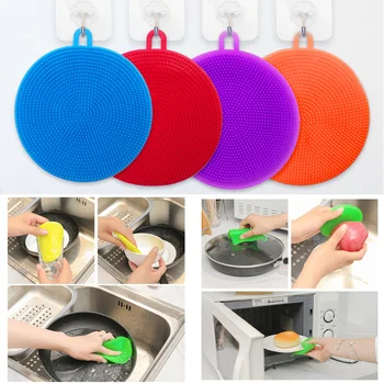 

Silicone Dish Washing Sponge Scrubber Kitchen Cleaning antibacterial Tool Soft Cleaning Antibacterial Brush Kitchen Tools