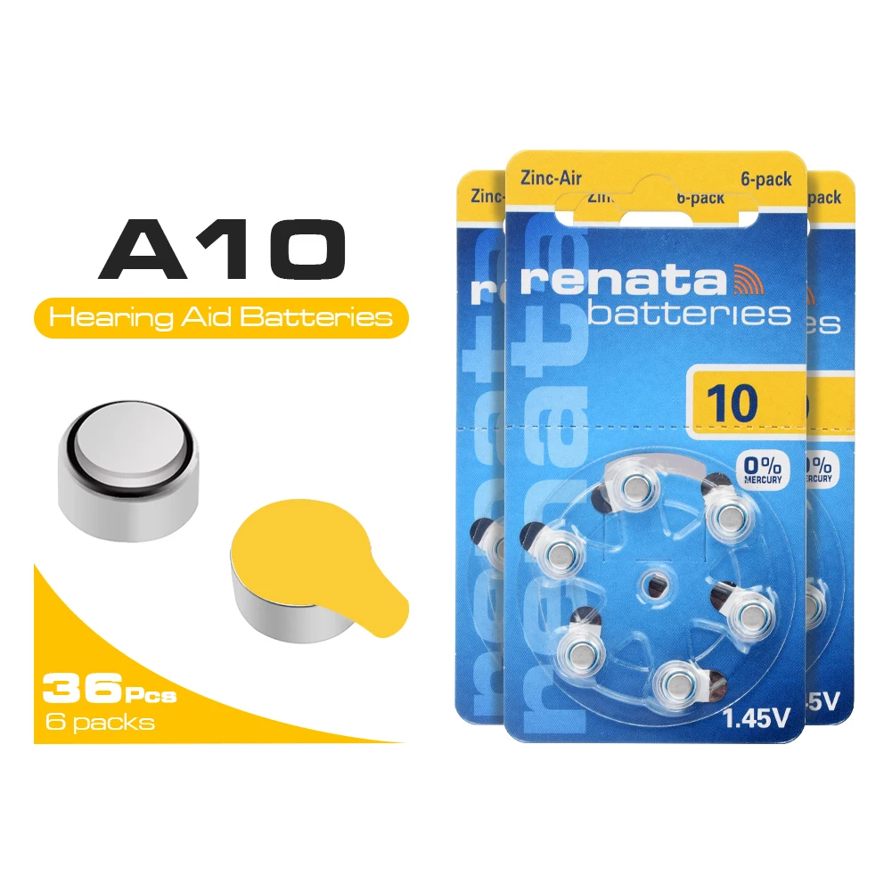 36 шт. Размер 10 Кнопка слухового аппарата батарея 1,45 V ZA10 PR70 10AE P10 цинковые воздушные батареи батарея для монет