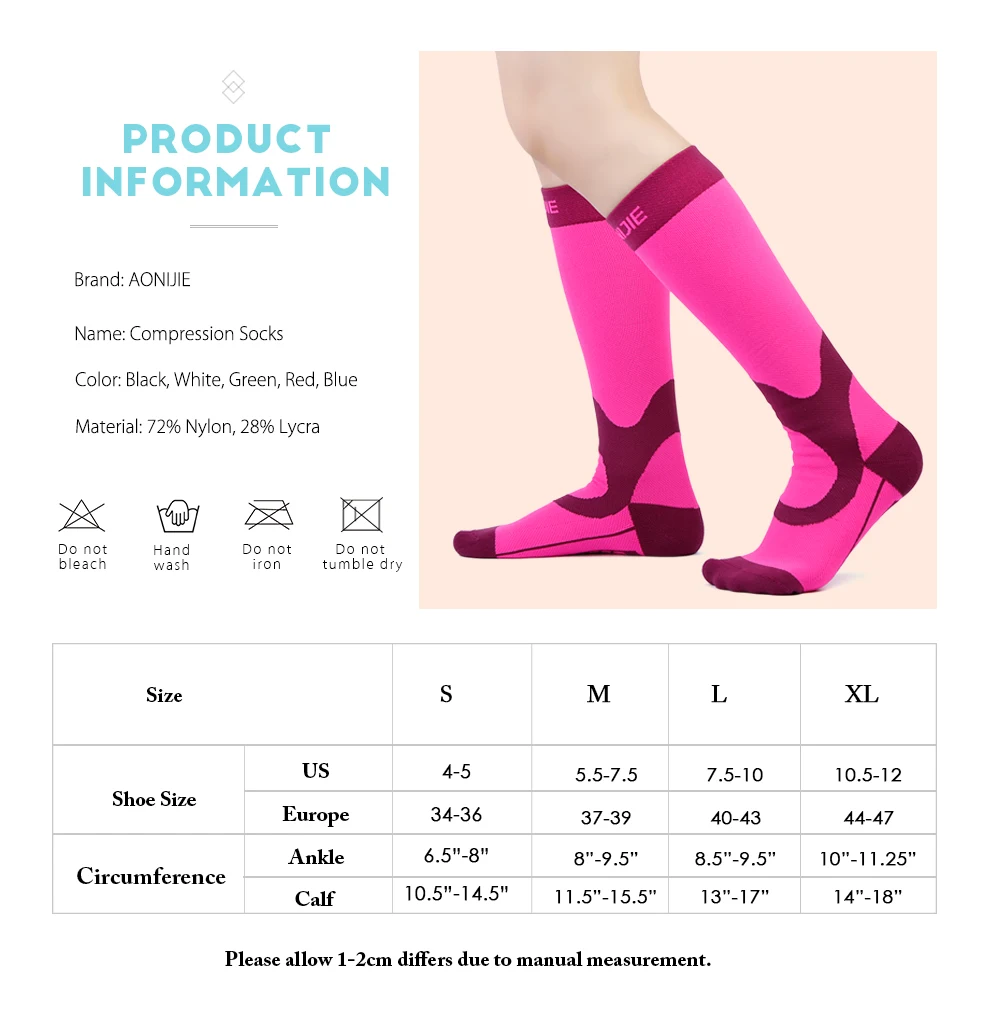 AONIJIE 1 пара носки для бега для марафона, велоспорта ноги Поддержка Компрессионные носки Для женщин Для мужчин Пеший Туризм дышащие гольфы 5 цветов