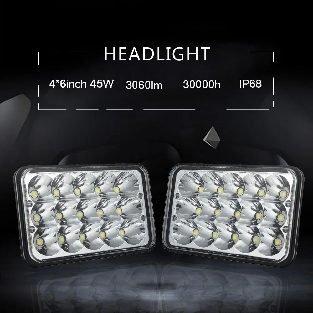 

CO LIGHT 2PCS 4X6'' LED HEADLIGHT 45W HIGH LOW BEAM H4 DC 12V 24V BUILT-IN AUTO REPLCAEMENT PARTS FOR SUV ATV JEEP CAR-STYLING