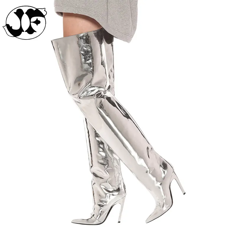 silver heel boots