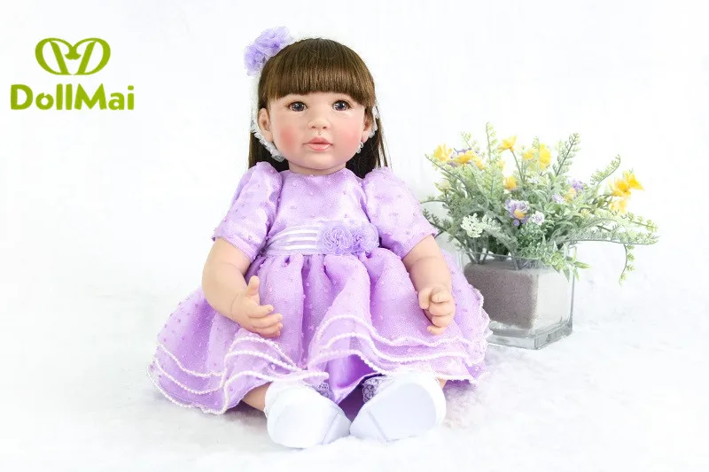 DollMai фиолетовый принцесса куклы реборн 20 "50 см винил силиконовые куклы для новорожденных и малышей игрушки для детей подарок на день