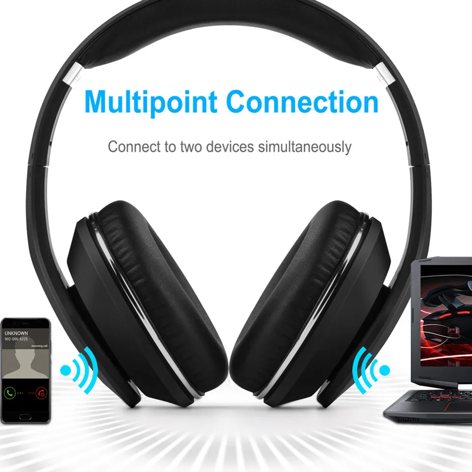 August EP640B Bluetooth Wireless Headphones with Microphone /NFC Over Ear BT4.1 HiFi Stereo APTX Headset for 2 Bluetooth Devices