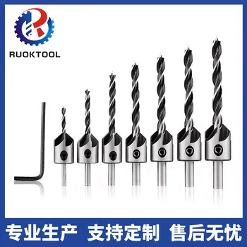 

1PCS Three-pointed wood countersunk head drill Reaming drill bit Woodworking chamfering machine Guided drill 3 4 5 6 7 8 10mm
