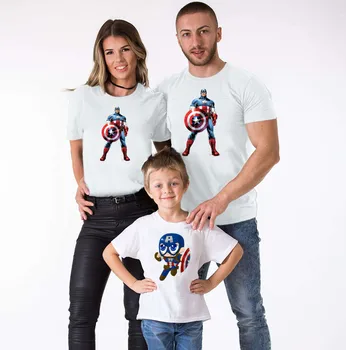 

Avengers Captain America T-shirt Family Matching Clothes Mother and Daughter ClothesCaptain America Matching Outfits T-Shirt