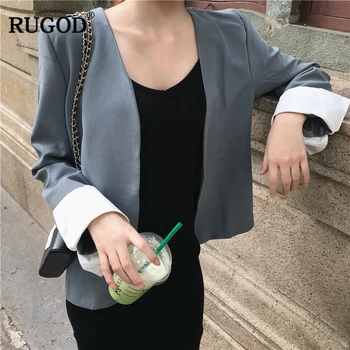 

RUGOD 2018 Autumn Elegant Office Lady Blazer Jacket Women Casual Long Sleeve Short Coat Fashion Slim Business Female Blazer Coat