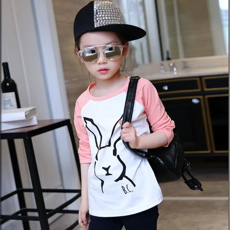 

Summer Autumn Boys Girls T shirts Cartoon Rabbit Tops Tee For 3-10T Children Teens Long Sleeve T-shirt Girls Clothes