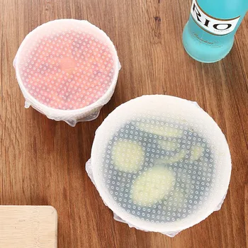 

3 Sizes Transparent Food Fresh Keeping Wrap Kitchen Tools Reusable Silicone Food Wraps Seal Vacuum Cover Stretch Lid 10100A