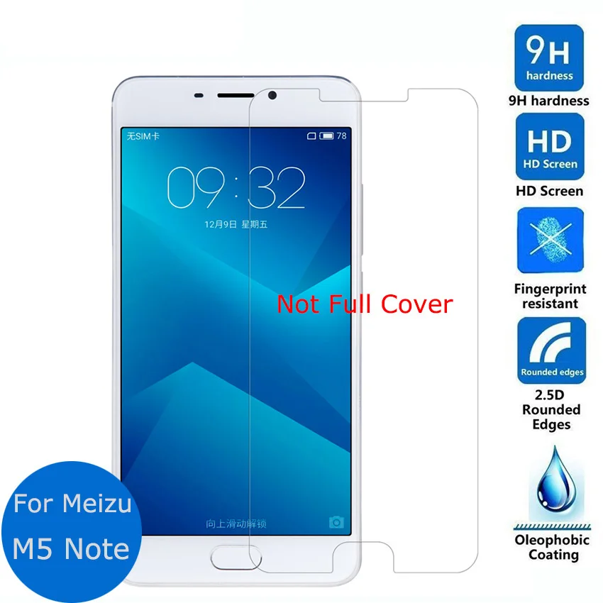 Не полное покрытие для Meizu M5 Note закаленное стекло защиты экрана 9h Защитная пленка