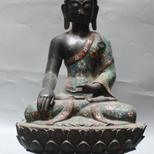 Xd 001837 2" Китайский Фиолетовый Бронзовый Перегородчатой Эмали Сиденья Шакьямуни Будда шакьямуни Статуя
