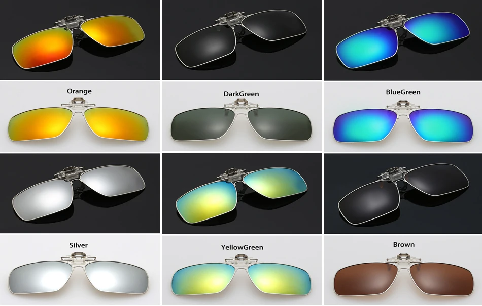Зажим на Ночное видение вождение автомобиля очки для близоруких Myope солнцезащитные очки Polaroid флип-клип небольшой зеркальные очки-авиаторы, красочные UV400