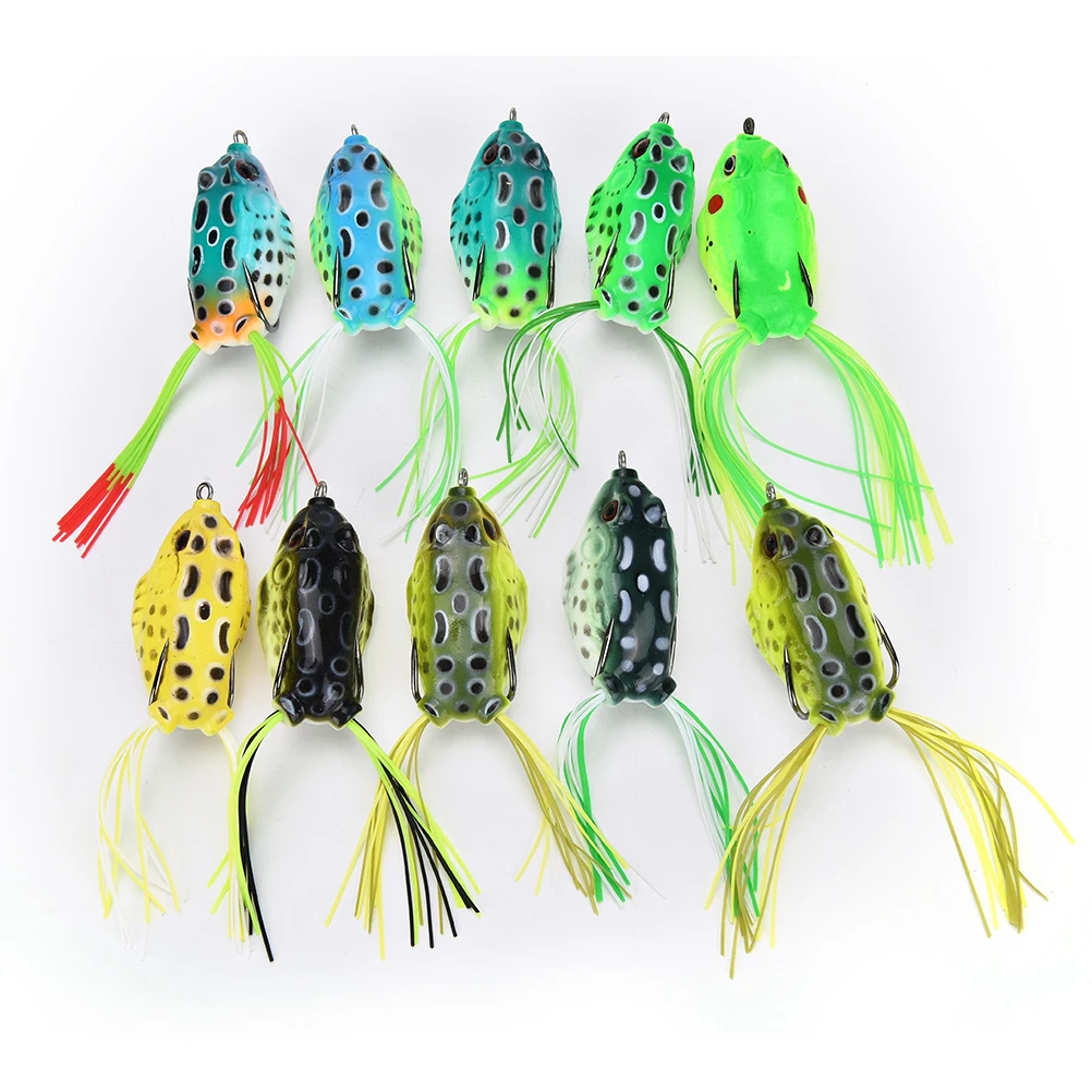 5Pcs Soft Toad Frogs Bass Fishing Lure Soft Plastic Hollow Fishing Lure