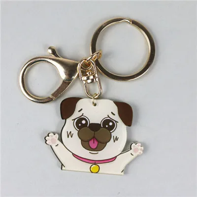 Fashion Jewelry Pet Keychain Photo Cute dog parts glass convex photo keychain acrylic metal chain keychain fashion accessories - Цвет: Синий