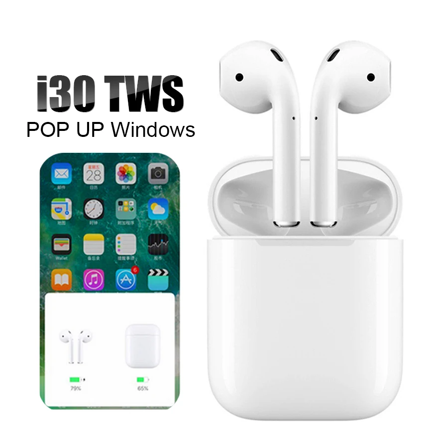 

i30 tws pk i20 tws w1 chip 1:1 Pop Up Bluetooth Earphones Wireless Touch Control Earbuds 5.0 Headset not i10 i12 i13 i14 lk te9