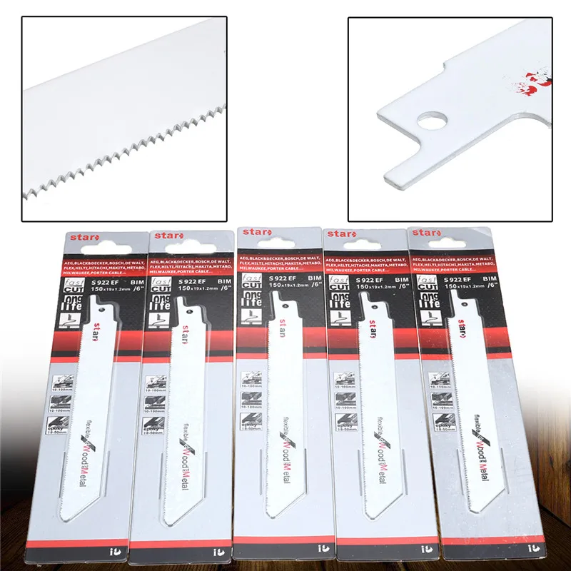 

5Pcs/Set 140mm High Carbon Steel Reciprocating Sabre Saw Blades For Wood Pruning Extra Sharp Jigsaw Blade Clean Saw Blades