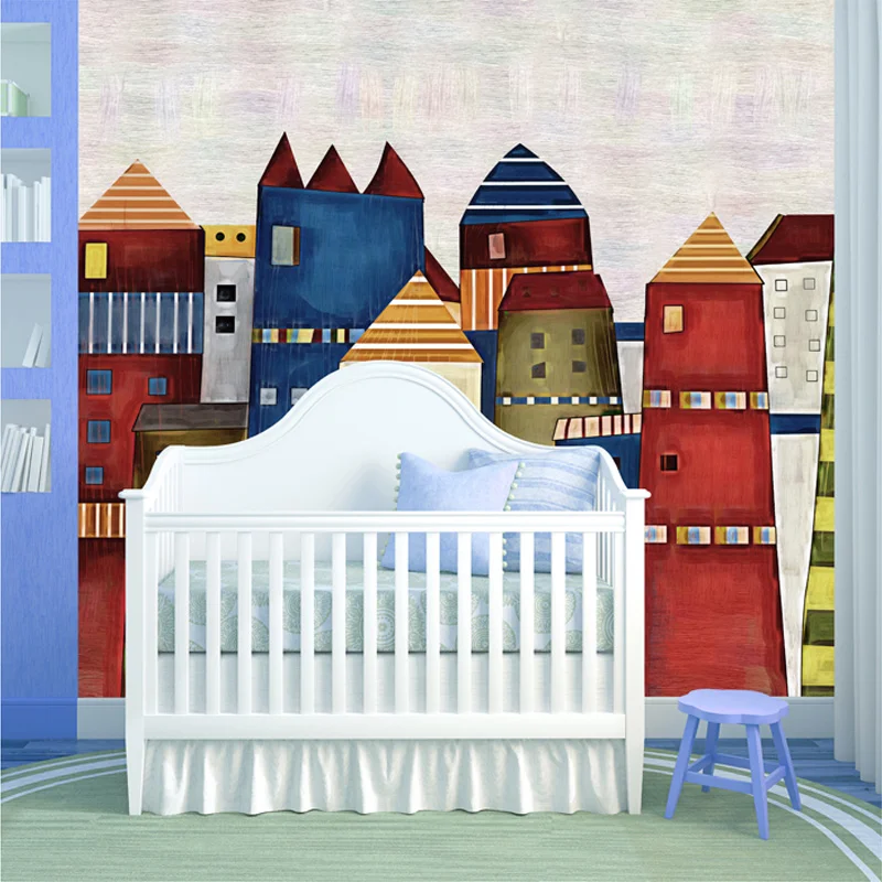 Пользовательские Настенные обои Средиземноморский окрашенный 3D мультфильм замок детская комната спальня ресторан нетканый фон обои