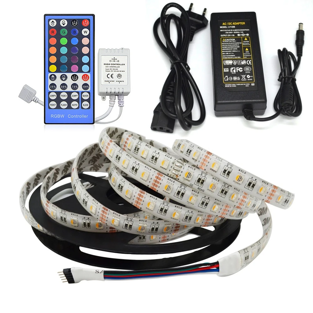 Chip On Board Led Strip 5m RGBW RGBW 5050 Led Strip Kit DC 12V 4 in 1 Led Chip Waterproof Non