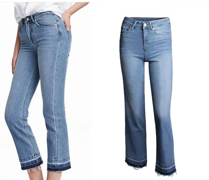 

2017 Womens High Waist Causal Flare Pants Spring And Summer Denim Pants Ankle-Length Pant Jeans Cowboy Trousers For Women K191