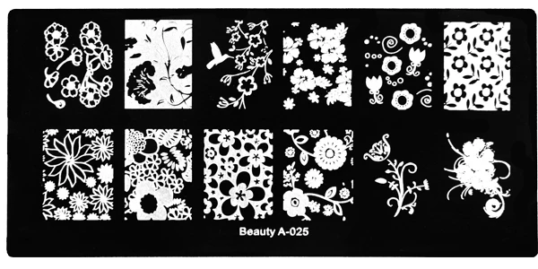 Дизайн рисунок для нейл-арта штамп, пластины для стемпинга временный Маникюр штамп для ногтей пластины для стемпинга - Цвет: BeautyA025