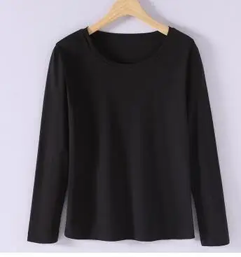 Picture color O neck Осенние базовые футболки с длинными рукавами, однотонные топы, высококачественная повседневная женская хлопковая футболка, тонкие женственные футболки, новинка, M, L, XL, XXL, 3XL - Цвет: Picture color O neck