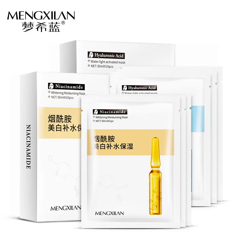 

MENGXILAN Hyaluronic acid Facial Mask Moisturizing Hydrating Skin Care Oil Control Shrink Pore Anti aging Anti wrinkle