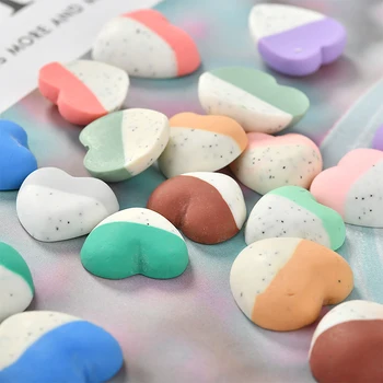 

Free Shipping 50pcs/Lot Flatback Double Colors Multicolor Resin Cabochons DIy Jewelry Findings Ornament Accessory Heart Cameo