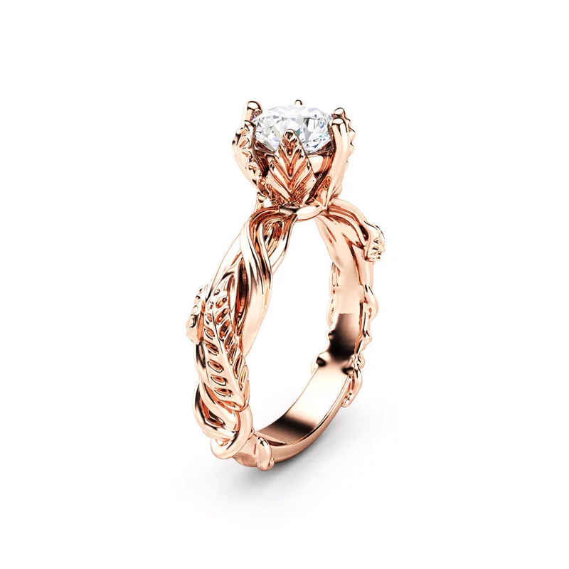 

925 sterling silver jewelry treasure ring Plant winding rose gold ring Stainless steel 925 sterling silver jewelry treasureB2173