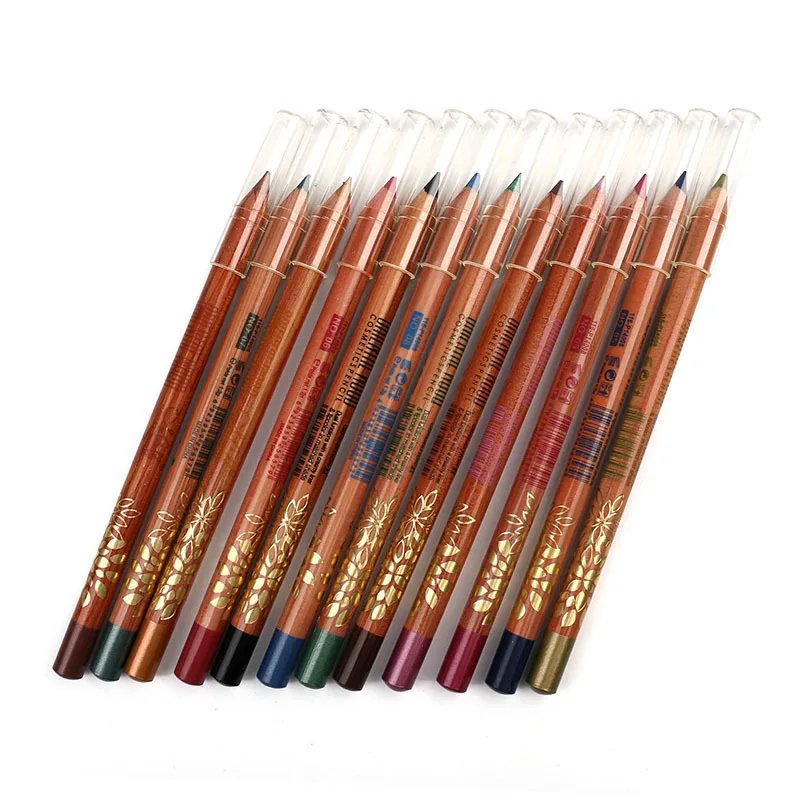 

12 Colors Eyeliner Pencil Cosmetics Color Pen Set Waterproof Pencils For Eyes Delineador Wood Eyeliners Beauty Makeup Kit