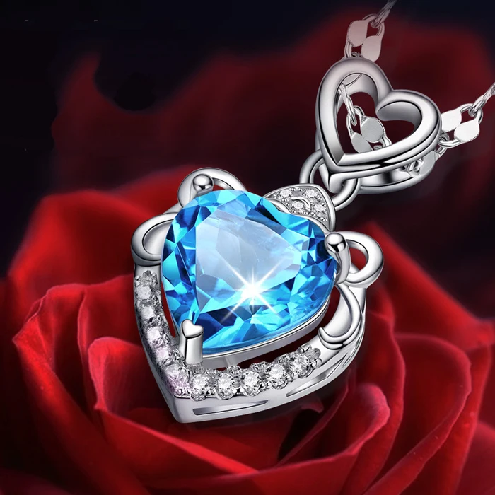 Женское ожерелье из серебра 925 пробы с подвеской в виде сердца 3 5 Карата|crystal