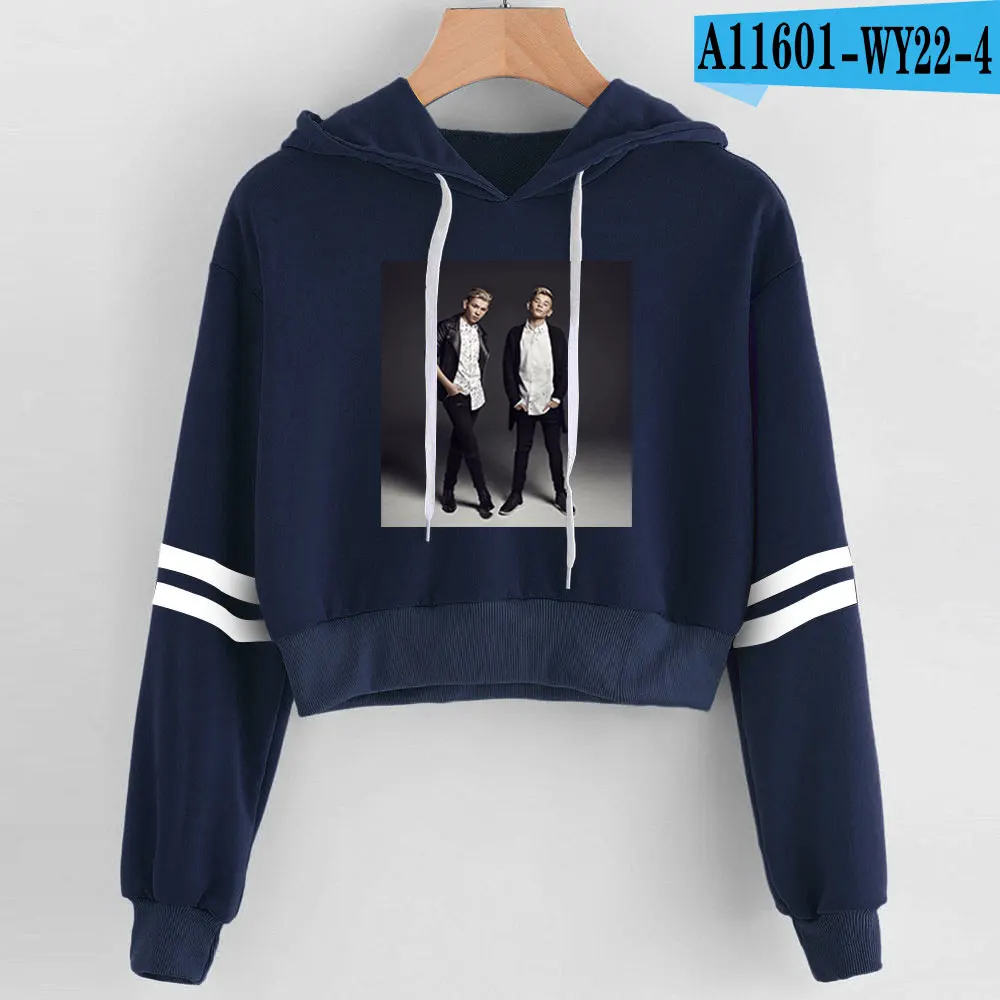 Marcus and Martinus Navel Hoodies Hip Hop New Casual Fashion women Hoodies Outwear High Street Marcus& Martinus Sexy Sweatshirt - Цвет: Navy