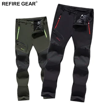 

Refire Gear Winter Outdoor Hiking Pants Men Warm Thick Softshell Trousers Waterproof Windproof Thermal for Camping Ski Climbing